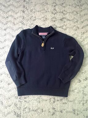 Vineyard Vines Toddler Boy Quarter Zip Sweater Navy Blue Cotton Sweater
